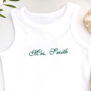 Custom Embroidered Bride Tank Top - Mrs T-shirt - Personalized Bride To Be Tank - Bachelorette Shirt - Engagement Gift For Her