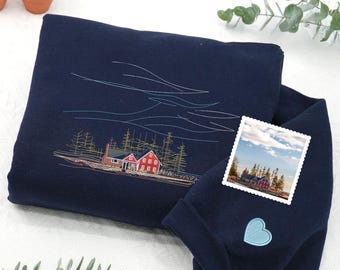 Sudadera con retrato de casa bordado personalizado: regalo conmemorativo