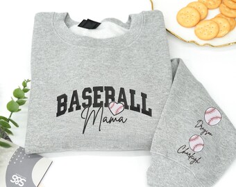 Embroidered Baseball Mama Sweatshirt: Personalized Baseball Mom Gift