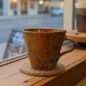 Rad geworfen Steinzeug - Kaffeebecher - 8 Unzen rustikale Keramiktasse, einzigartige Glasur, handgefertigt Austin Texel
