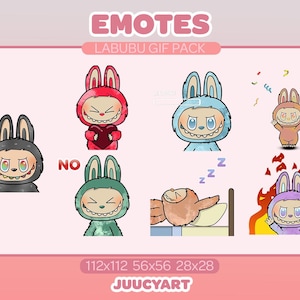 Labubu Animated Emote Pack – 7 Cute Twitch Emotes