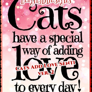 Cats Add Love Senti Set of 2 Digi Stamps Loveleigh Kitties Collection by LeighSBDesigns image 3