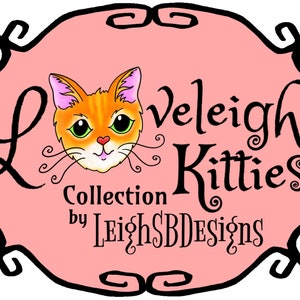 Cats Add Love Senti Set of 2 Digi Stamps Loveleigh Kitties Collection by LeighSBDesigns image 5