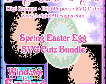 Pacchetto Cutz SVG Spring Easter Egg Aperture - Solo file tagliati - Collezione da Windows a Spring 2024 di LeighSBDesigns