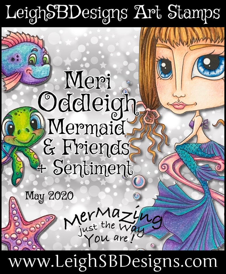 Meri Oddleigh Mermaid & Friends  Sentiment Set  whimsically image 0