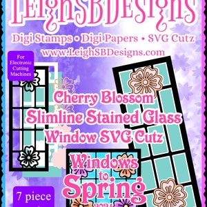 Cherry Blossom Stained Glass Windows SVG Cutz Bundle Cut Files Only Windows to Spring 2024 Collection by LeighSBDesigns image 2
