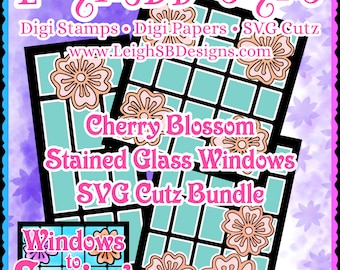 Cherry Blossom Stained Glass Windows SVG Cutz Bundle - Cut Files Only - Windows to Spring 2024 Collection by LeighSBDesigns