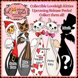 Cats Add Love Senti Set of 2 Digi Stamps Loveleigh Kitties Collection by LeighSBDesigns image 6