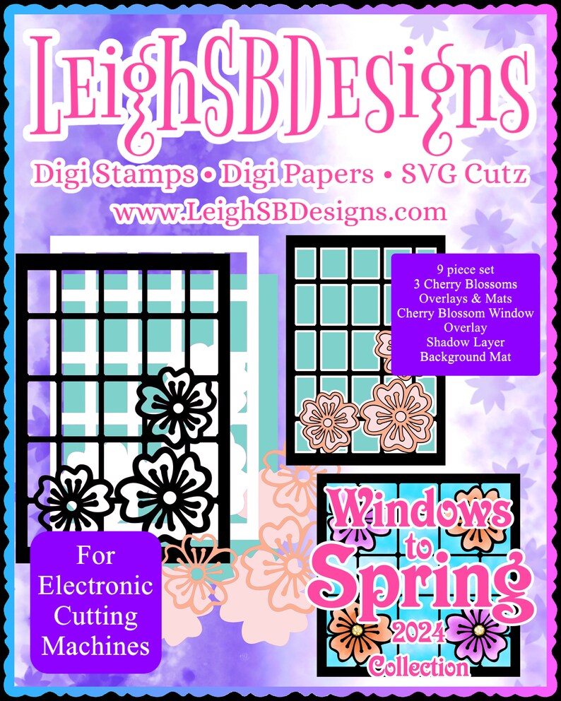 Cherry Blossom Stained Glass Windows SVG Cutz Bundle Cut Files Only Windows to Spring 2024 Collection by LeighSBDesigns image 7