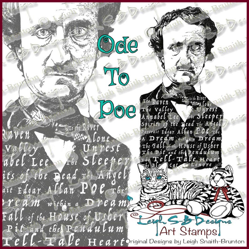 Ode to Poe realistic Poe portrait decorated with the titles image 0