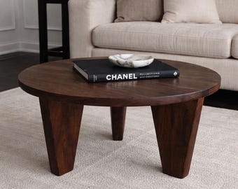 Round Walnut Coffee Table /Modern/Mid Century/Handmade/Minimalist