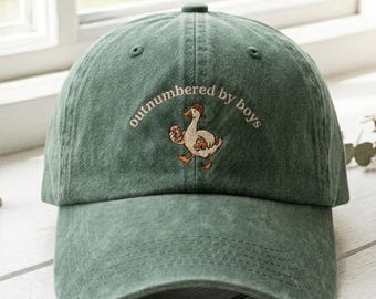 Embroidered Funny Goose Mama Baseball Cap, Outnumbered by Sons Gift, Mother's Day Gift for Her, Mom Goose Hat, Gift for Mother of Boys