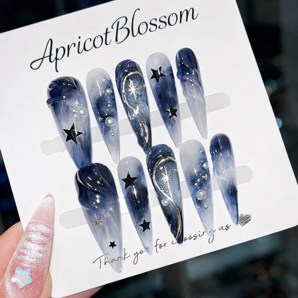 sachin and babi light blue dress Homecoming Nails for a Blue Dress: Baby Blue, Royal & Ombré Ideas (2024) main image 1