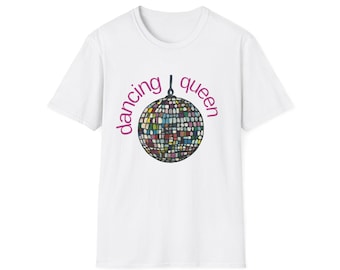 Dancing Queen Unisex T-Shirt, Retro Disco Shirt, Party Tee, Gift for Dance Lovers, 70s Style Clothing, Fun Night Out Apparel