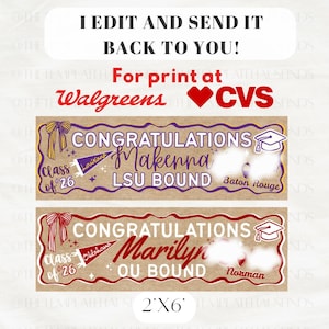 Plantilla personalizada para pancarta de graduación / Cartel para la fiesta de compromiso de la promoción de 2026 (Descarga digital)