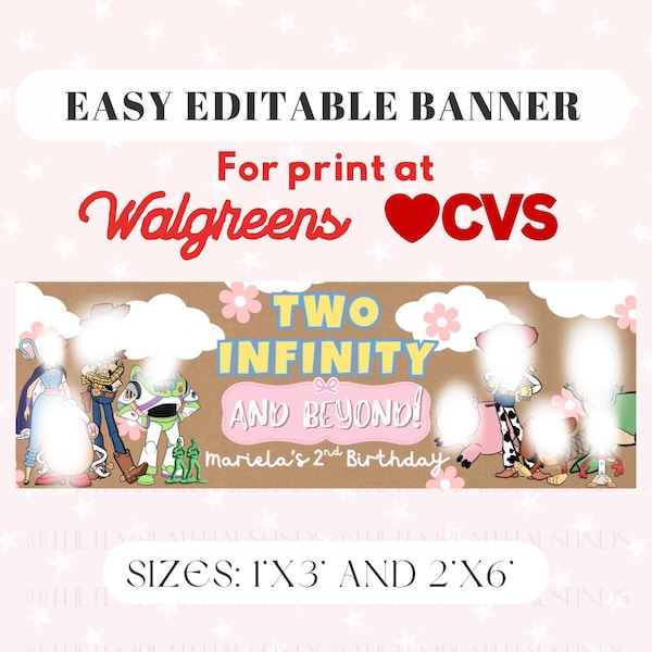 Pastel Two Infinity Banner | Toy Inspired 2nd Birthday Backdrop (Digital Download)