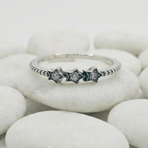 Himmlische Sterne Ring mit CZ Stein, eleganter Damenschmuck für den Alltag, Geschenk für sie