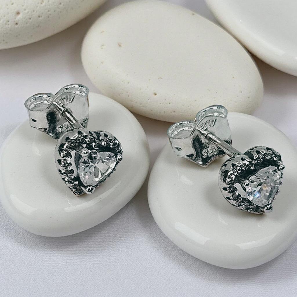 Bijoux Cœur Rose Boucles D'Oreilles Cœur Argent 925 Avec Zircone Rose - 26 Mm - Cadeau Élégant Pour Femme Boucles D'oreilles Pendantes 26mm