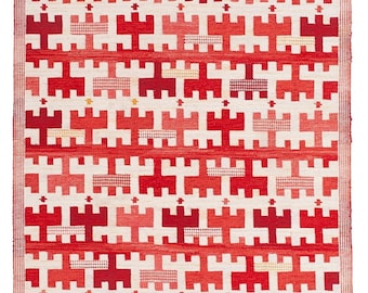 Red Swedish Kilim Rug: Handwoven Wool Flatweave, Marianne Richter Inspired