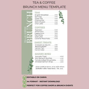 Modelo de Cardápio Editável para Café – Canva PDF | Cardápio para Cafeterias e Restaurantes | Download Digital A4