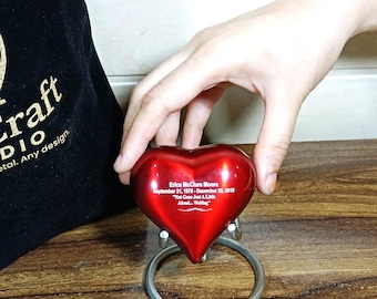 Personalized Red Heart Keepsake Urn – Aluminum Memorial Urn for Ashes