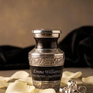 Kleine urn voor menselijke as – set van 1 mini-urn, zwart