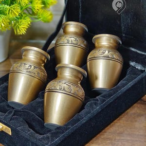 Small Cremation Urns for Human Ashes – Set of 4 Mini Keepsake Urns Golden