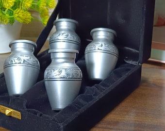 Small Cremation Urns for Human Ashes – Set of 4 Mini Keepsake Urns Grey