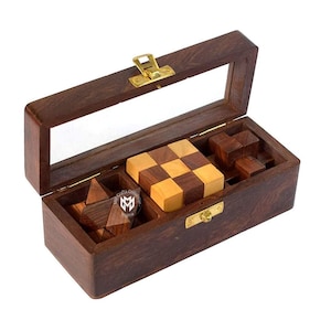 Wooden Brain Teaser Puzzles for adults | Wooden Puzzle Box Set