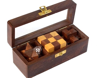 Wooden Brain Teaser Puzzles for adults | Wooden Puzzle Box Set