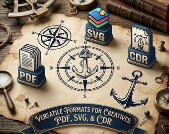 Anker Kompass SVG: Marine Tattoo Clipart (Digitaler Download