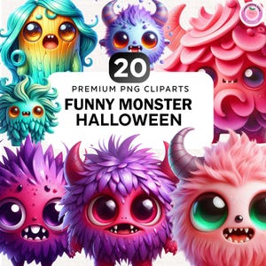 20+ lustige Monster Clipart Bundle, Baby Monster Png, Aquarell niedliche Monster Clipart, Halloween Png, Herbst Vibes Clipart, Spooky Saison Png