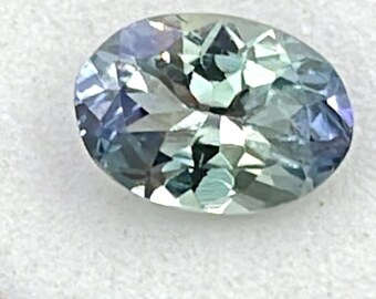 Meerjungfrauenfarbener, natürlicher, unbehandelter Tansanit, 7 x 5 mm, oval geschliffen, facettiert, loser Edelstein, Gewicht: 1,02 ct, Zoisit-Tansanit #1186