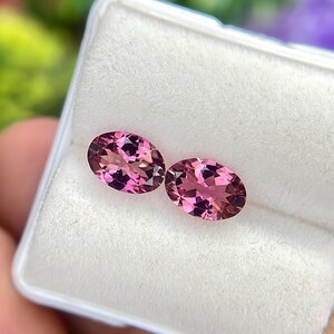 Natural pink Tourmaline 7x5 mm Oval  Pair Faceted Loose Gemstone , Weight-1.37 Cts , Rare Colour Tourmaline #204