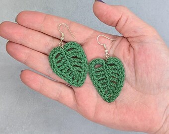 Monstera Leaf - Crocheted Earrings