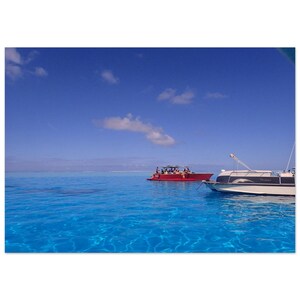 Póster del océano de Bora Bora - Azul turquesa y zafiro - Arte mural relajante - Decoración tropical para el hogar
