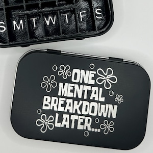 Altoids-Style Pill Organizer Tin with 7 day AM/PM Insert & Tweezer - Weekly Travel Pill Box – 13+ Unique Styles – Portable Medication Case