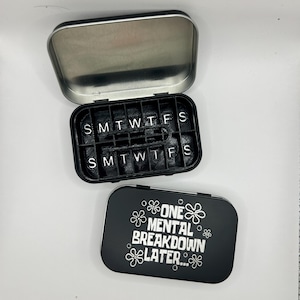 Altoids-Style Pill Organizer Tin with 7 day AM/PM Insert & Tweezer - Weekly Travel Pill Box – 13+ Unique Styles – Portable Medication Case