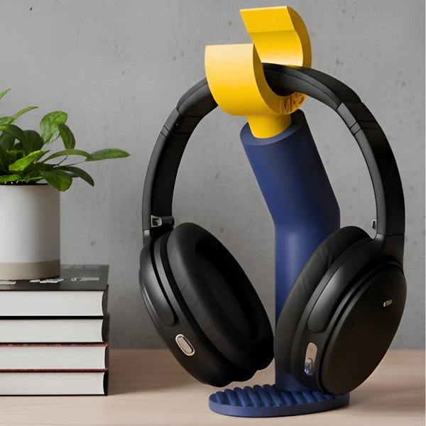 Personalized Mini Figure Arm Headphone Stand w/ Studs Base, Custom AFOL Headset Stand Holder, Brick-Built Headphones Holder Gift for Geek