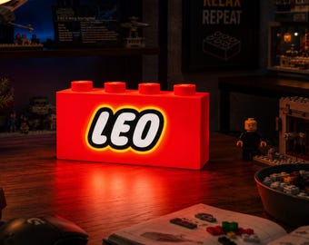 Individuelle LED-Akzentleuchte im Baustein-Design für AFOLs | Personalisierte Bausteinlampe | Perfektes Schreibtischaccessoire | Tolles Geschenk für Geeks