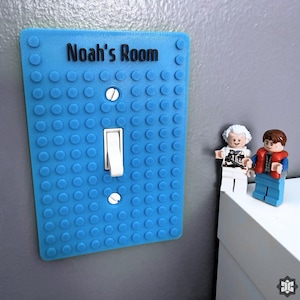 Building Bricks Personalized Light Switch Outlet Cover for Single Gang, Duplex Outlet, Toggle, Rocker, Combo, Build Room, Kids Room Decor
