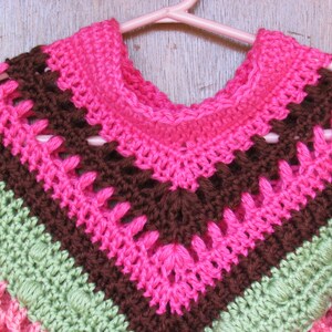 Toddler Girl Poncho Crochet Pattern Granny Ruffle Pink image 3