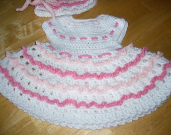 Spring has Sprung Baby Girl Dress and Matching Hat CROCHET PATTERN