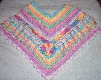 Girls Pastel Poncho CROCHET PATTERN 2-6 years - INSTANT Download
