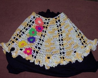 Girls Full Flowers Ruffles Poncho CROCHET PATTERN  PDF Instant Download