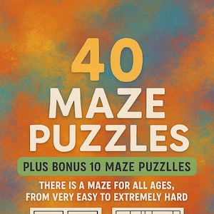 50 Printable Mazes Puzzle for All Ages | Easy to Extreme Difficulty | PDF Download with Solutions  Fun Brain Teasers- Kids, Adults & Seniors