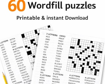 60 Word Wizards Bundle Word Fill Puzzles for Kids, Adults, Seniors download & Print PDF