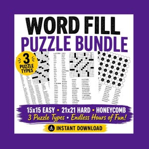 78 Word Fill Puzzle Bundle: Quadrat, Wabe, 3 Puzzle Typen (Instant Download)