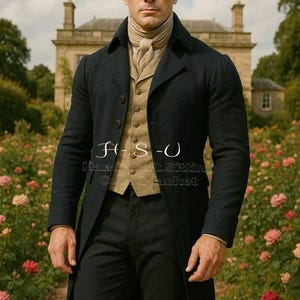 Men’s Regency Tailcoat Georgian Frock Coat 18th Century Gentleman Jacket  Victorian Overcoat Historical Costume