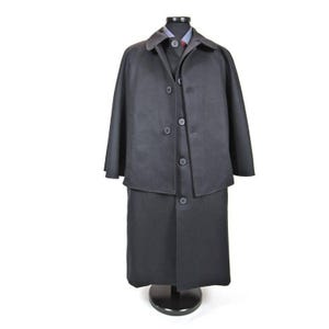 Men&#39;s Black Wool Inverness Cape: Victorian Steampunk Sherlock Holmes Coat